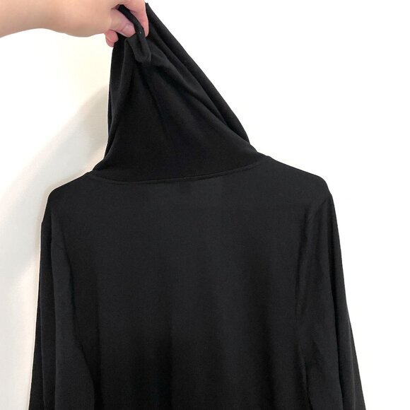 TORRID 1 Plus Size Black Terry Zip Front Hooded Jumpsuit Long Sleeve Cropped 1X - Picture 14 of 16